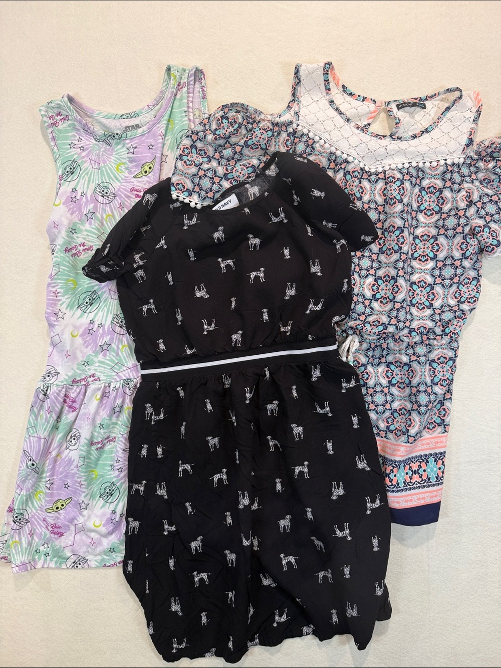 Girls Dress / Romper Lot of 3. Dalmatian Star Wars Printed Romper